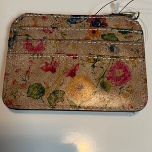 Patricia Nash Cassis Prairie Rose Leather Card/Coin Mini Wallet NWT.